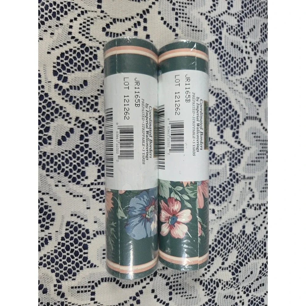 Croscill Home Fashions Wallpaper Border Green Floral 5 Yards X 2 Prepasted NOS